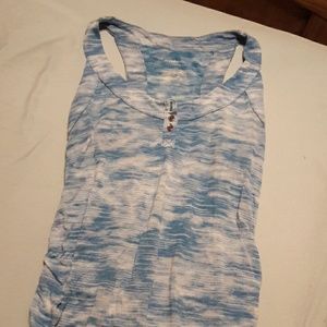 Blue and white maternity top